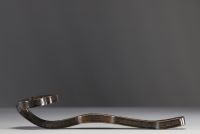 China - Bronze Ruy sceptre with relief decoration of cranes and bats, 18th-19th century.