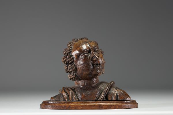 17th century carved wooden bust.