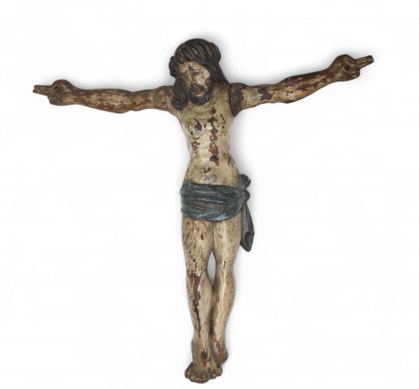 Christ en croix en bois sculpté et polychromé – XVIIIe siècle École espagnole ou italienne