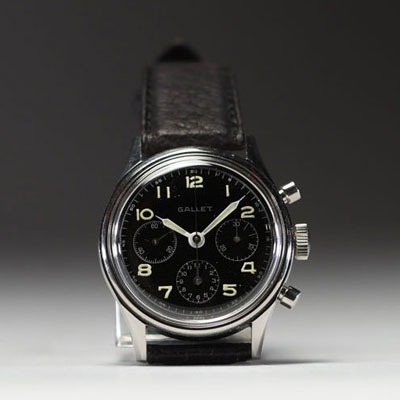 Gallet - Multichron ‘Jim Clark’ Gentlemen's watch, mechanical movement, buffalo leather strap, circa 1958-1961.