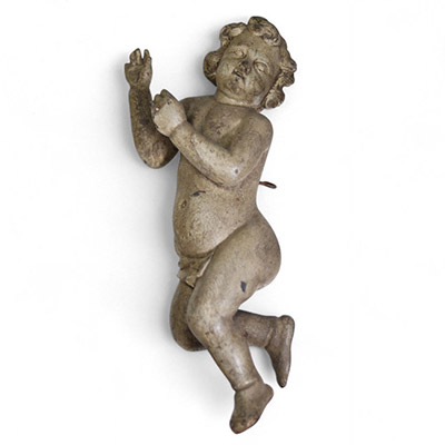 Ange en bois polychromé.Epoque XVIIIème.