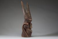 Afrique RDC - Masque en bois sculpté, perles et cauris, début XXème.