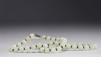 China - Jade pearl and black coral necklace, silver clasp.