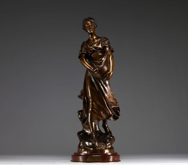 Édouard DROUOT (1859-1945) ‘La Semeuse’ Bronze proof with shaded brown patina, signed.