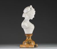 Polydor COMEIN (1848-1907) ‘Soubrette’ Bisque bust on marble and bronze base.