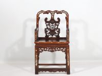 China - Vietnam - Armchair in exotic wood and mother-of-pearl inlay for the Peranakan Nyonya market, 19th century.