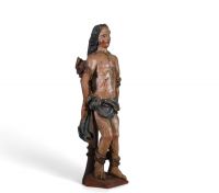 Saint Sébastien – Bois sculpté, polychromé et doré – XVIIe siècle École espagnole ou coloniale (attribuée).