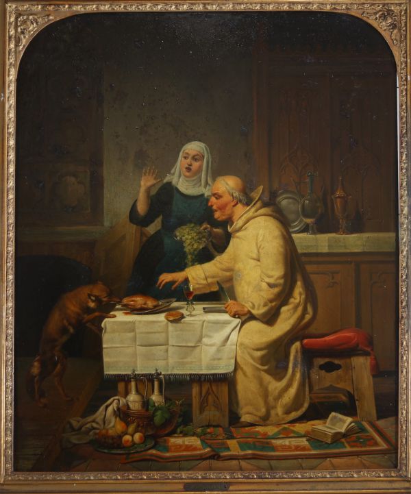 Félix DE VIGNE (1806-1862) ‘The Thief’ Oil on panel.