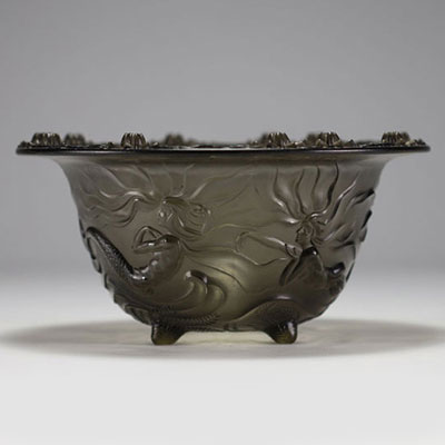 Josef INWALD (1837-1906) Moulded glass bowl with mermaid decoration, circa 1930.
