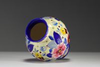 Charles CATTEAU (1880-1966) Boch Keramis - Glazed ceramic vase with floral decoration D2243, shape 1195, stamp under the piece.