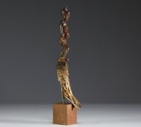 Africa DRC - Luluwa figurative flycatcher in carved wood.