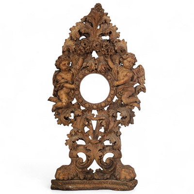 Important porte-reliquaire en bois sculpté Travail probablement italien, XVIIIe siècle