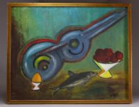 Edgar Scauflaire (1893-1960) — Nature morte au poisson, huile sur toile, signée, école belge