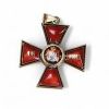 Russie - Croix de 2ème classe en or et émail guilloché, ordre de Saint Vladimir à titre militaire, Russie impériale, poinçonnée.