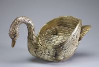 Mauro MANETTI (1946) Cygne, seau à glace en métal argenté et doré, vers 1970, signé.