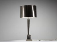 Maison Charles et Fils - Table lamp, stainless steel body and shade, circa 1970.