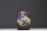 Émile GALLÉ (1846-1904) Acid-etched multi-layered glass blown vase with floral design, signed.