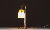 Charles RANC (XX) for Schneider - Art Nouveau table lamp in marmorated glass, bronze base, circa 1910, signed.