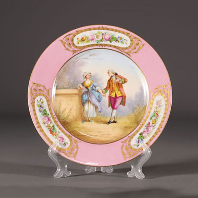 Sèvres - Château des Tuileries, porcelain plate with romantic decor.