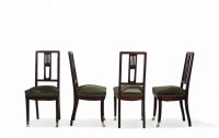 Set of four Art Nouveau mahogany chairs and table, Austria, circa 1910.