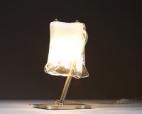 Murano - Pair of wall lights in transparent glass and white shades, circa 1980.