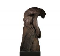Chen M. – Sculpture en terre cuite “Le Singe hurlant”.
