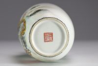 China - Polychrome porcelain vase with floral and bird decoration, Republic period.