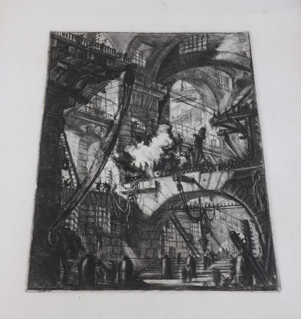 Eau-forte de Piranèse, Piranesi Giovanni Battista dit (1720-1778) Papier épais signé Épreuve sur vélin.