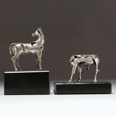 Rik POOT (1924-2007) ‘The horses’ Solid silver sculptures.