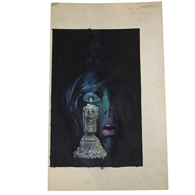 Henri Lievens (1920–2000) – Gouache originale Projet de couverture pour Histoires vénéneuses suivi de La brume ne se lèvera plus Claude Seignolle – Marabout Fantastique n°419, 1972 Œuvre originale unique – Illustration préparatoire pour une couverture effectivement publiée  Artiste : Henri Lievens (1920–2000) Titre : Histoires vénéneuses Auteur : Claude Seignolle Éditeur : Bibliothèque Marabout –