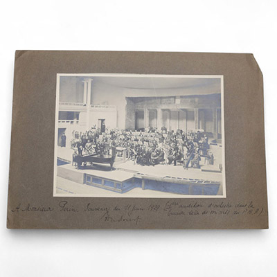 Deux photographies de la salle Henry Le Bœuf avant et après la pose du grand orgue Palais des Beaux-Arts de Bruxelles – 1929 Architecte : Victor Horta.