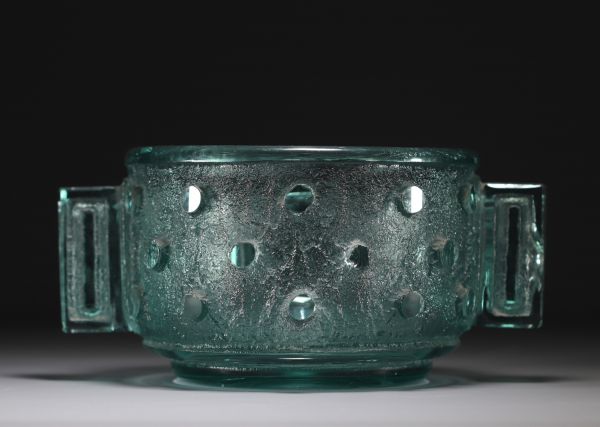 DAUM Nancy - Imposing Art Deco engraved crystal bowl.