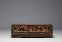 China - An 18th century carved and lacquered wooden scholar's box.