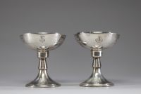 Paire de coupes sur pied en argent massif, poinçon de l'ancien Empire Austro-Hongrois, vers 1900-1910.