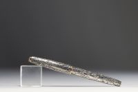 Parker penholder for Boucheron in silver, gold and moonstone, ‘bark’ motif.