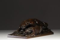 Julius Heinrich HAHNEL (1823-1909) ‘Le Repas des Panthères’ Brown patina bronze sculpture, signed.