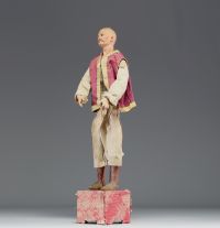Large Neapolitan shepherd in terracotta, glass eyes, 19th century.