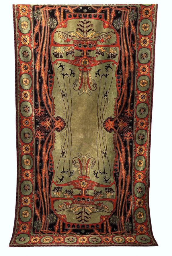 Paul Follot (1877-1941) att.— Tapis en laine, Art Nouveau français, modèle à décor organique.