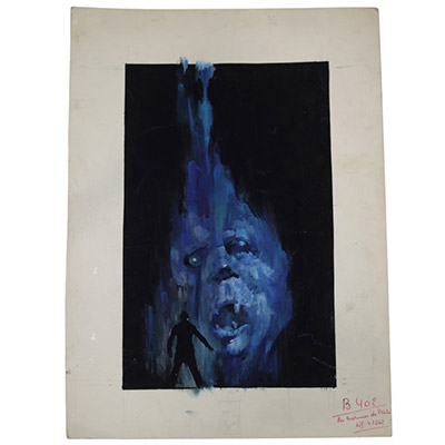 Henri Lievens (1920–2000) – Gouache originale Projet de couverture pour Han – Être humain, fantôme ou pure projection de l’esprit Jean-Paul Raemdonck – Marabout Fantastique n°400, 1972 Œuvre originale unique – Illustration préparatoire pour une couverture effectivement publiée  Artiste : Henri Lievens (1920–2000) Titre : Han Auteur : Jean-Paul Raemdonck Éditeur : Bibliothèque Marabout – Collection