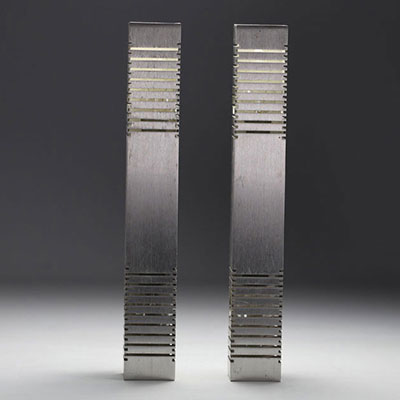 Gaetano SCIOLARI (1927-1994) - Pair of wall lights in brushed aluminium.