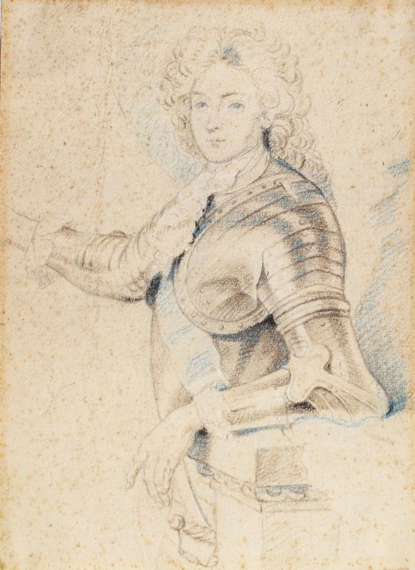 Attribué à François de Troy (1645–1730) Portrait du duc du Maine, fils légitimé de Louis XIV – Vers 1690  Ce dessin, d’une exécution libre et synthétique à la main levée, représente Louis-Auguste de Bourbon, duc du Maine, fils légitimé de Louis XIV et de Madame de Montespan. Attribué à François de Troy, peintre renommé de la cour sous la fin du règne de Louis XIV, ce portrait constitue un témoigna