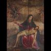 La Piéta Huile sur panneau de bois - École espagnole ou flamande – XVIIe siècle– Cadre postérieur.