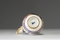 Meissen - Soft paste polychrome porcelain hot milk jug, painted port decoration, crossed swords mark, 18th century.