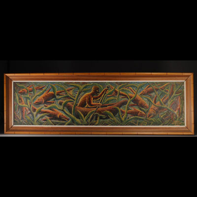 Oil on canvas - Mwenze Kibwanga ( 1925 +1999) 