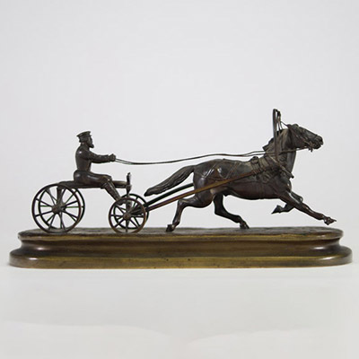 Russie, fin XIXᵉ siècle Attelage à troïka – Bronze signé Woerffel à Saint-Pétersbourg  Sculpture figurant un attelage russe à troïka La terrasse est signée en creux 