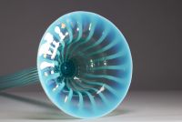 John Walsh WALSH (XIX-XX) Large Art Nouveau opal and clear glass soliflore vase, metal frame, circa 1900.