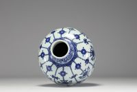 China - White-blue porcelain vase with floral and horse decoration, blue mark underneath, Ming period