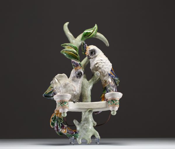 Luc & Marjolaine LANEL (XX) ‘Arras’ Rare glazed ceramic wall light.