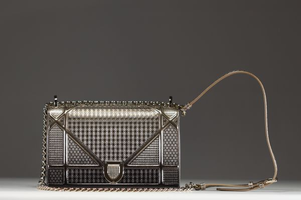 Christian DIOR - ‘Diorama Gold bag’ Gold leather shoulder bag and coin purse.