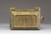 Coffret à bijoux Art Nouveau en bronze doré, vers 1900.